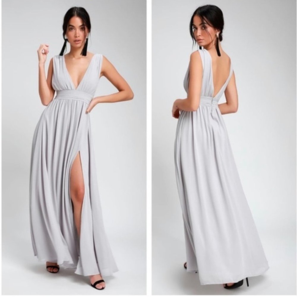 Lulu's Heavenly Hues Light Gray Maxi Dress